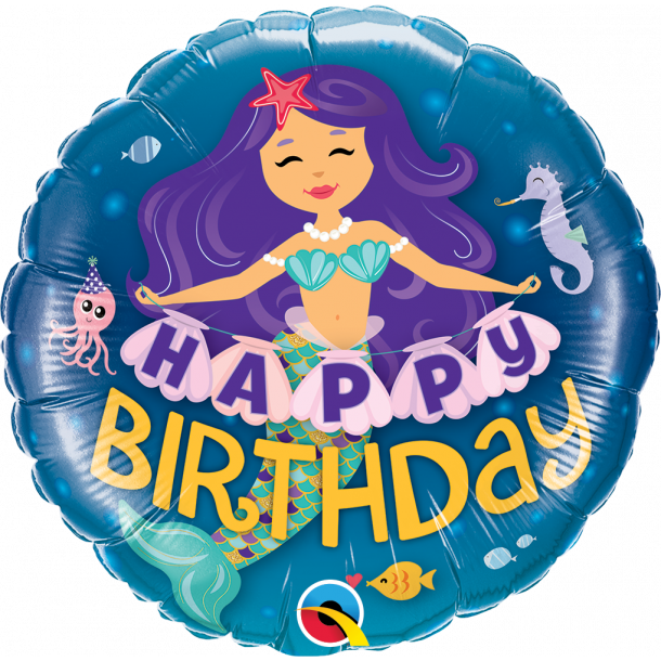 Folieballon - Happy Birthday Mermaid - 18''