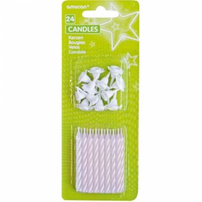 Kagelys 24 stk. m. 12 holdere - Hvid 6,3 cm