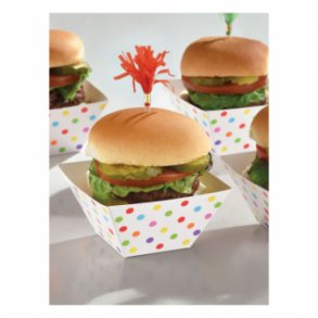 Snack skl - Regnbuefarvet prikket - 4,5cm - 24 stk.