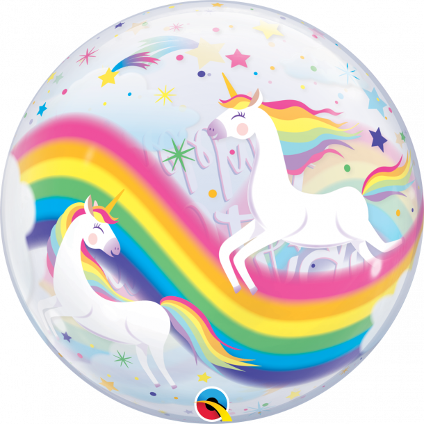 Bubble ballon - Birthday Rainbow Unicorns