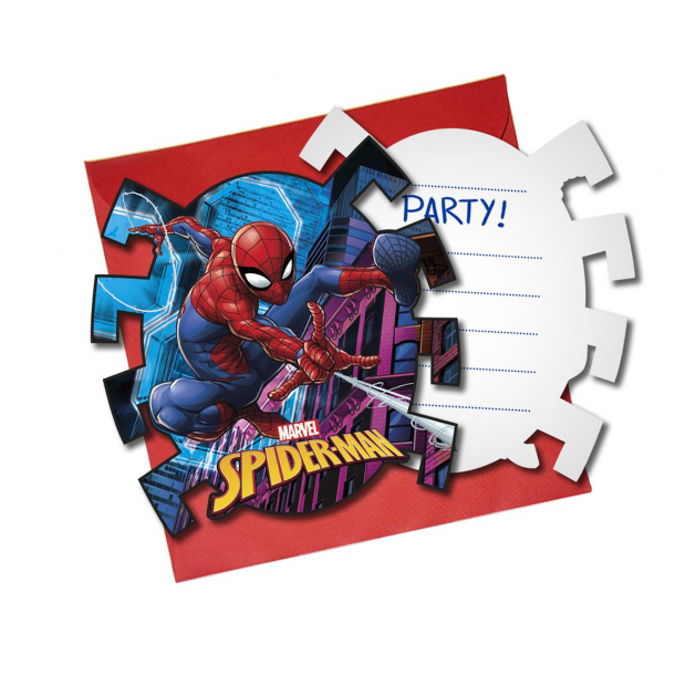 Invitationer - Spiderman Team Up, 6 stk