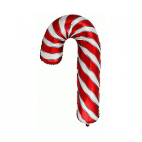 Folieballon - Julestok, hvid-rd - 24