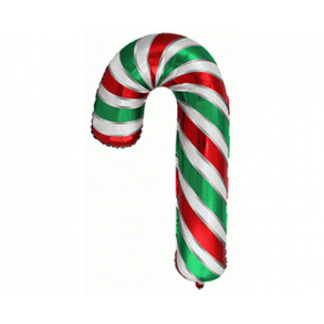 Folieballon - Julestok, rd-grn - 24