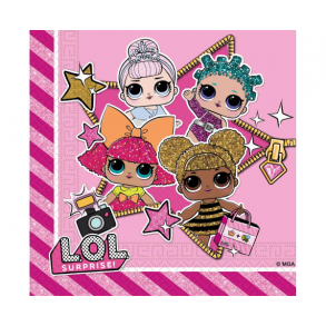 Servietter LOL GLITTERATI METALLIC MGA ENTERTAINMENT, size 33x33 cm, 20 stk