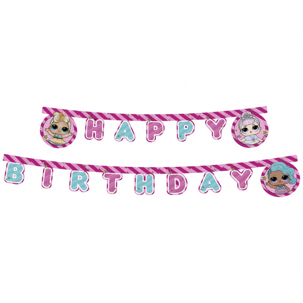 Banner Happy Birthday LOL Glitterati, 210 cm