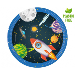 Paptallerkner Rocket Space, 23 cm., 8 stk. 