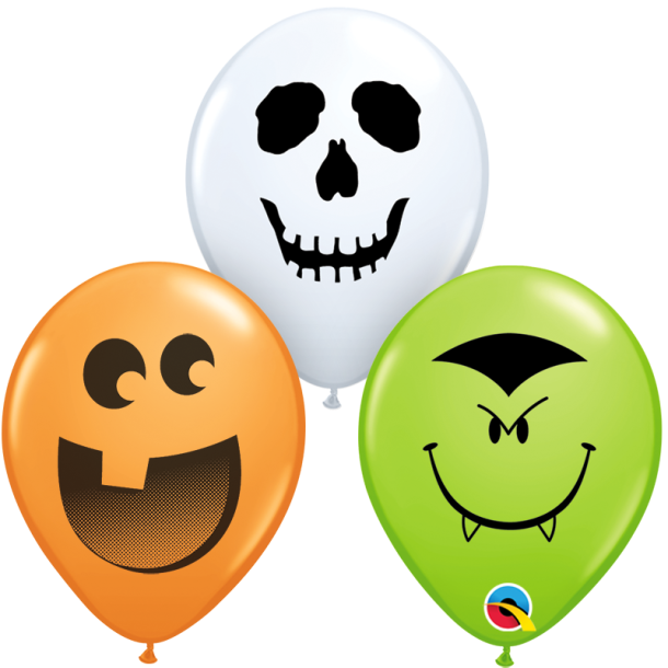 Ballon - Halloween Faces - Assorterede farver - 5''