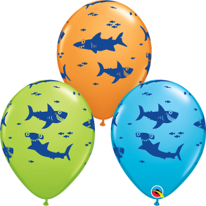 Ballon - Fun Sharks - Assorterede farver - 11''