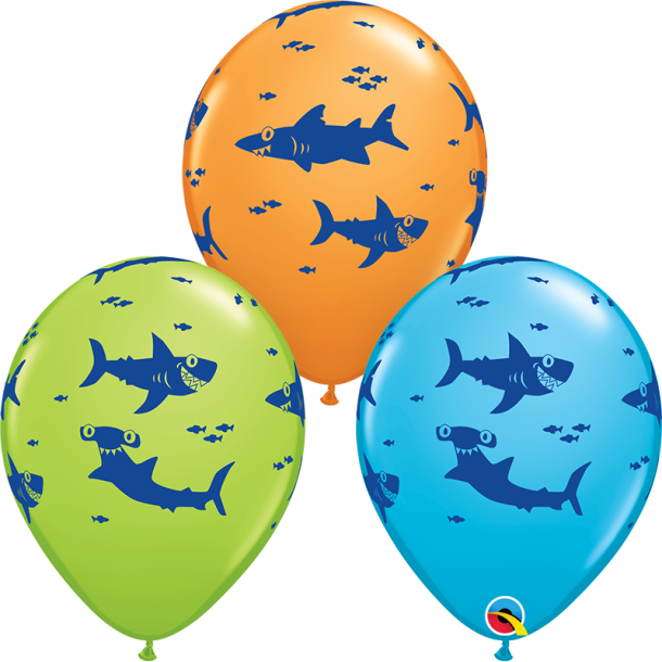 Ballon - Fun Sharks - Assorterede farver - 11''
