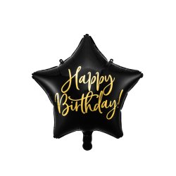 Folieballon - Happy Birthday, 40cm, black