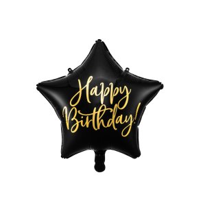 Folieballon - Happy Birthday, 40cm, black