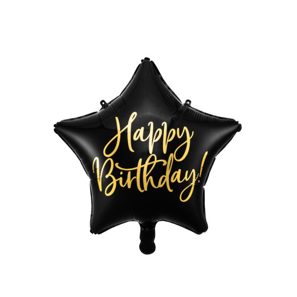 Folieballon - Happy Birthday, 40cm, black