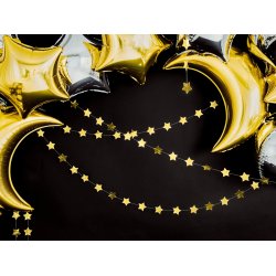 Stjerner p� snor, guld - 3.6m