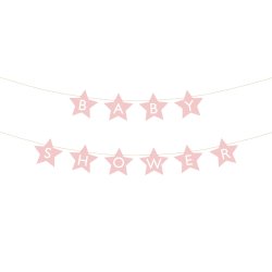 Banner Baby shower, 290x16.5 cm, light pink