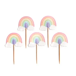 Cupcake Toppers - Pastel Rainbow - 12 stk.