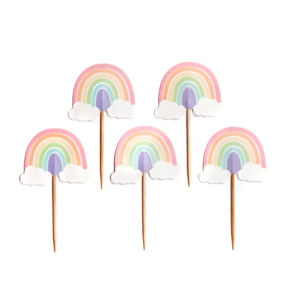 Cupcake Toppers - Pastel Rainbow - 12 stk.