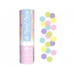 Confetti Cannon Pastel Party, multicolour paper circles, 15 cm