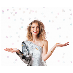 Confetti cannon Shiny Party, iridescent foil circles, 15 cm