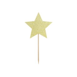 Stjerner p pind, guld, 11.5cm - 6 stk