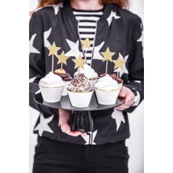 Stjerner p pind, guld, 11.5cm - 6 stk