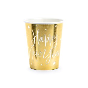 Papkopper - Happy New Year, gold, 220ml - 6 stk. 