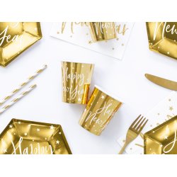 Papkopper - Happy New Year, gold, 220ml - 6 stk. 