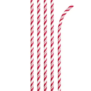 Sugerr - Rd/Hvid stribet - Eco-Flex - Papir - 24 stk. 