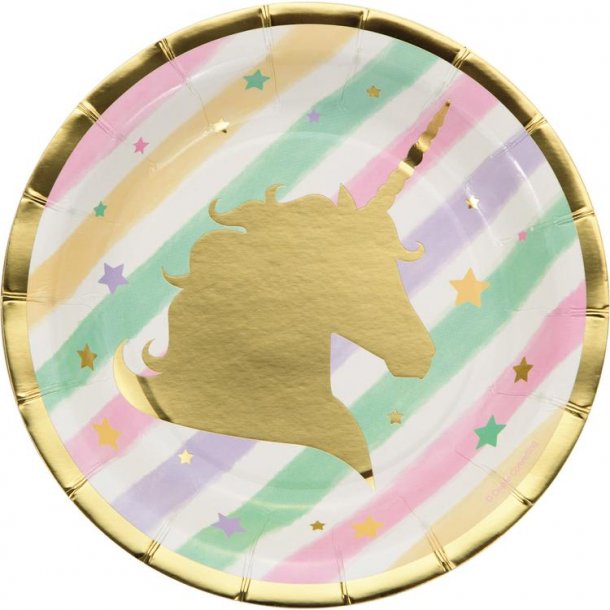 Paptallerkner - Unicorn Sparkling - 17,4 cm - 8 stk.