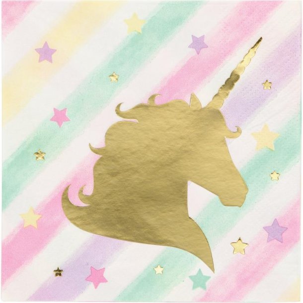 Servietter - Unicorn Sparkling - 25x25 cm - 16 stk.