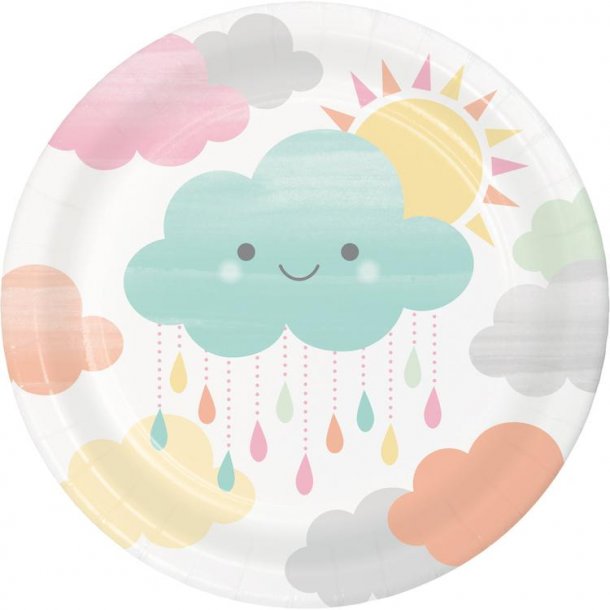 Paptallerkner - Sunshine baby shower - 17,4 cm - 8 stk.