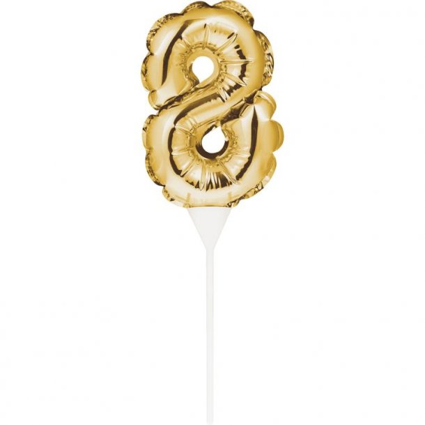 Mini tal ballon, 8 - Cake topper - Guld