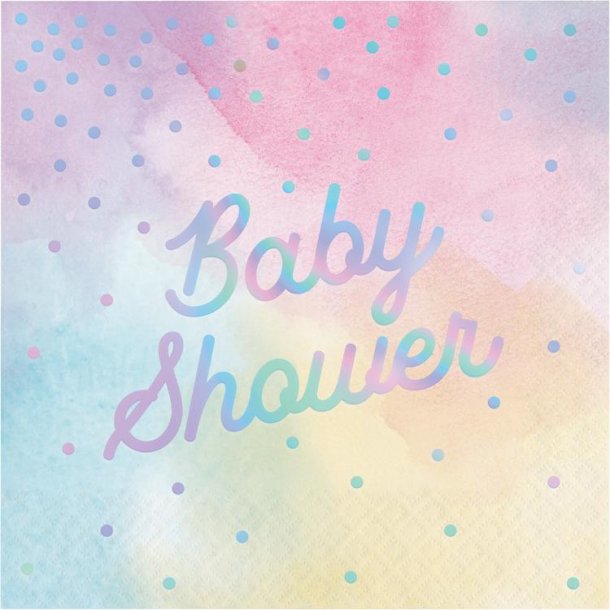 Servietter - Iridescent, Baby Shower- 33x33cm - 16 stk.