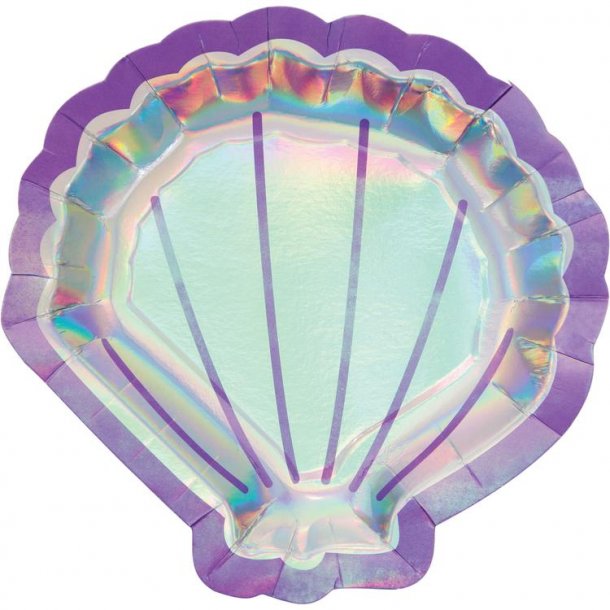 Paptallerkner - Mermaid Shine - Musling 22 cm - 8 stk.