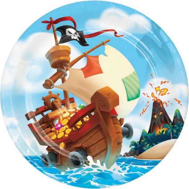 Paptallerkner - Pirate Tresure 22,2 cm - 8 stk.