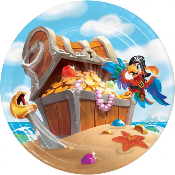 Paptallerkner - Pirate Tresure 17,4 cm - 8 stk.