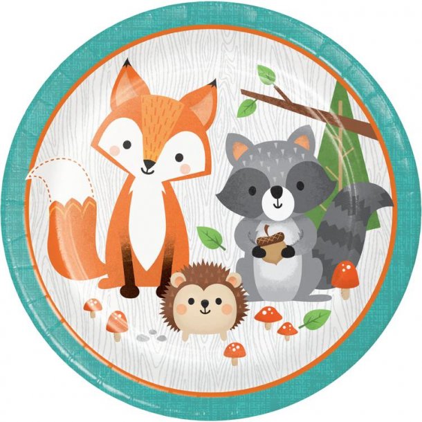 Paptallerkner - Woodland Animals - 22,2 cm - 8 stk.