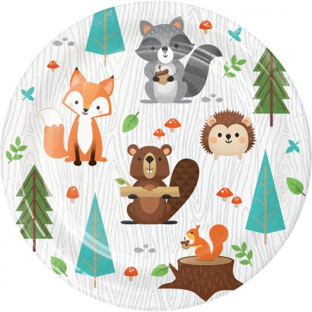 Paptallerkner - Woodland Animals - 17,4 cm - 8 stk.