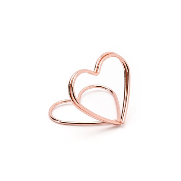 Bordkort holdere, hjerte, rose gold, 2.5 cm - 10 stk.