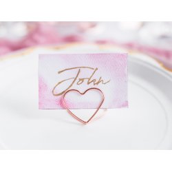 Bordkort holdere, hjerte, rose gold, 2.5 cm - 10 stk.