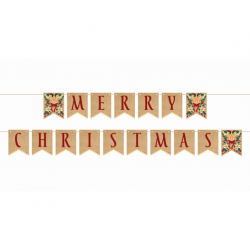 Banner - Merry Christmas, rd skrift - 10x13 cm, 250 cm
