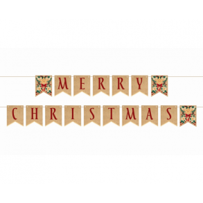 Banner - Merry Christmas, rd skrift - 10x13 cm, 250 cm
