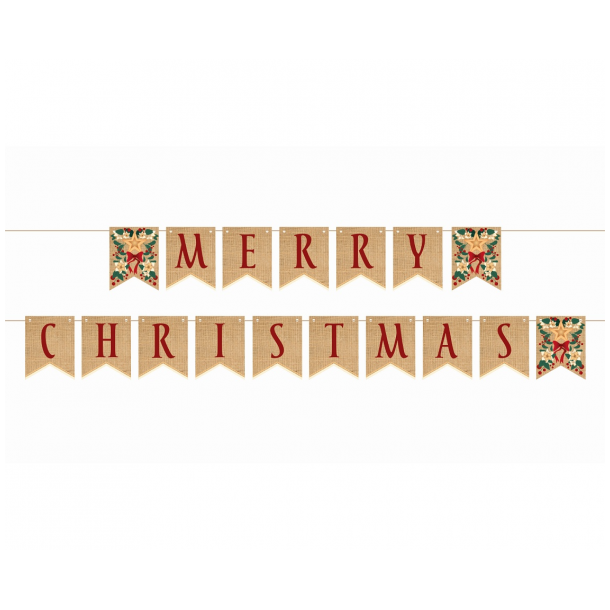 Banner - Merry Christmas, rd skrift - 10x13 cm, 250 cm