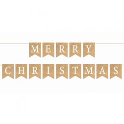 Banner - Merry Christmas, hvid skrift - 10x13 cm, 250 cm