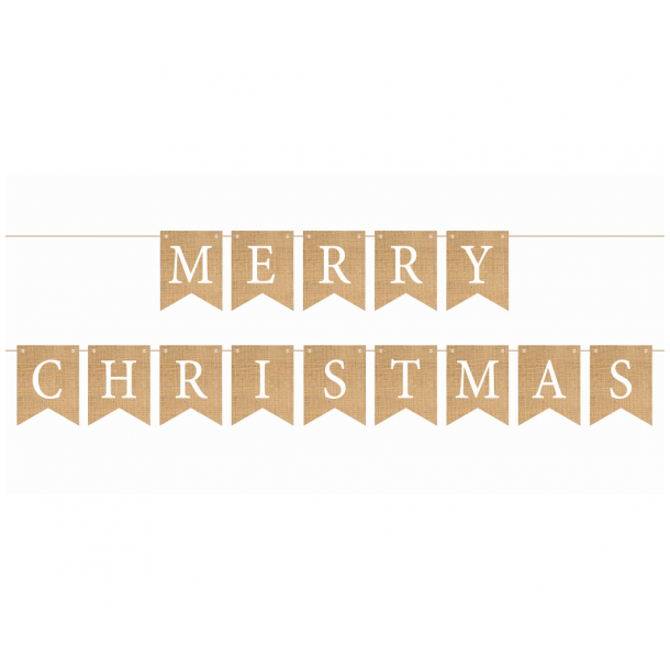 Banner - Merry Christmas, hvid skrift - 10x13 cm, 250 cm