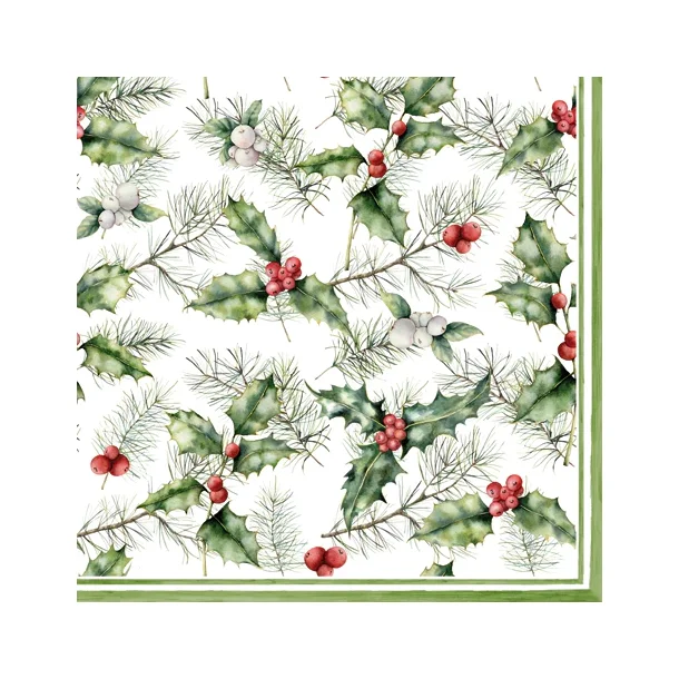 Servietter - Holly &amp; Mistletoe - 33x33 cm. - 20 stk.