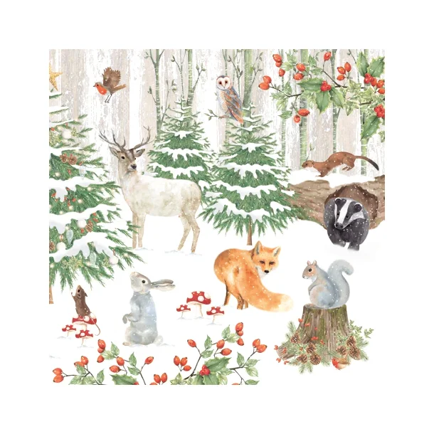 Servietter - Festive Woodland - 33x33 cm. - 20 stk.