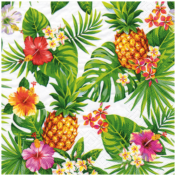 Servietter, Pineapples &amp; Palm Leaves 33x33cm - 20 stk.