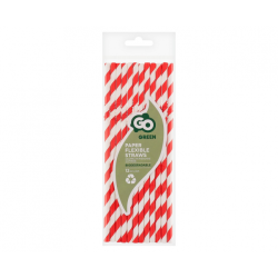 Sugerr af pap - Flexible rd-hvis stribet - 12 stk.