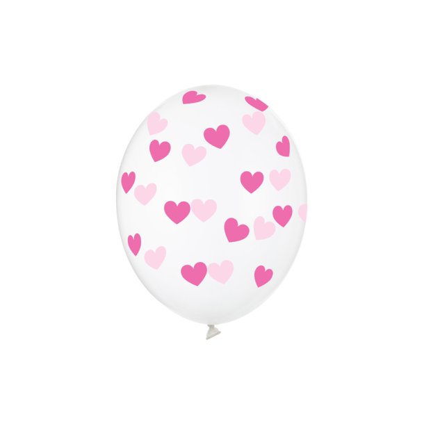 Ballon - med lyserde hjerter, Crystal Clear - 30cm