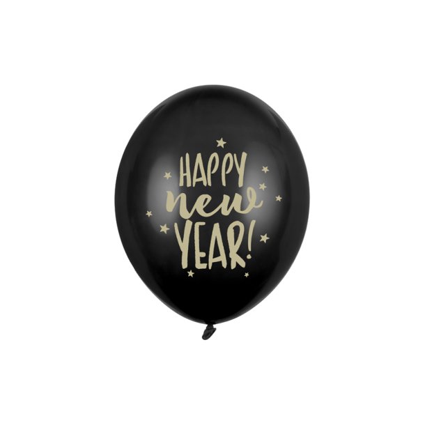 Ballon - Happy New Year, Pastel Black - 30cm